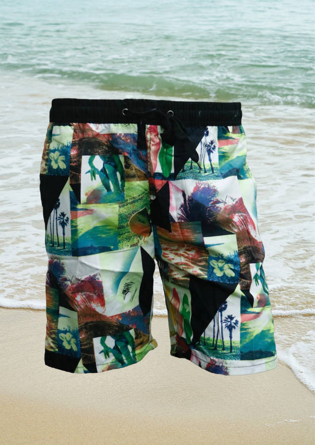 Mens Graphic Print Swim Shorts