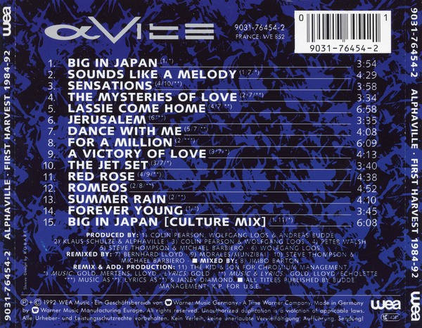 Alphaville  First Harvest 1984-92 (Music CD)