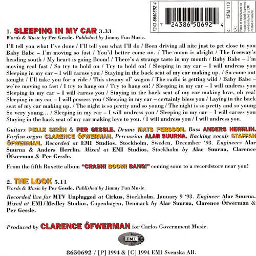 Roxette  Sleeping In My Car (Music CD)