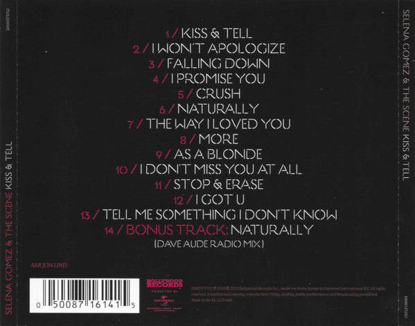 Selena Gomez & The Scene  Kiss & Tell (Music CD)