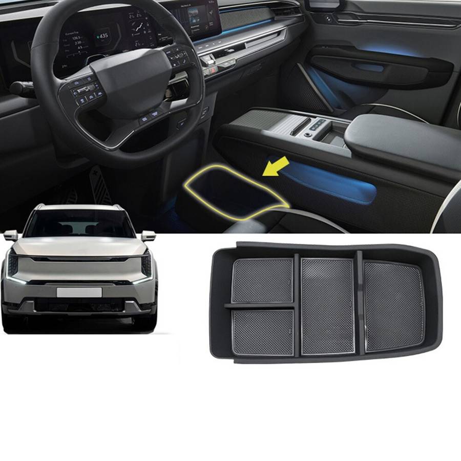 For Kia EV9 Car Central Control Storage Box Armrest Organizer Phone Holder Tray