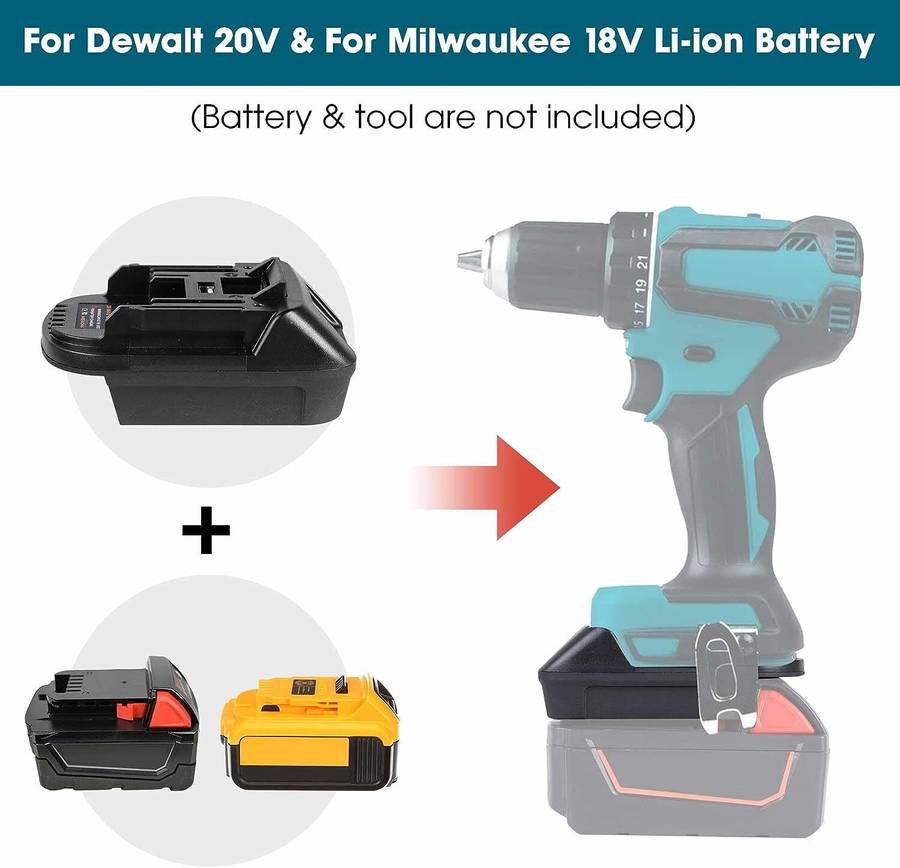 Battery Adapter For Milwaukee For Dewalt 20V Convert to For Makita 18V Tools