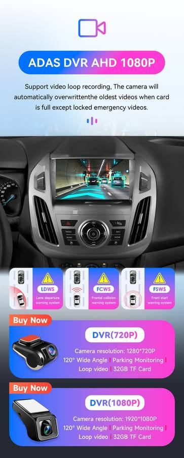 8Core For Ford Transit Connect 2013-18 Android14 Carplay Radio Stereo GPS 4+64GB