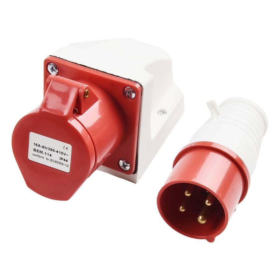 380~415V Industrial Plug And Socket 4core 4P 16A Electrical Connector IP44