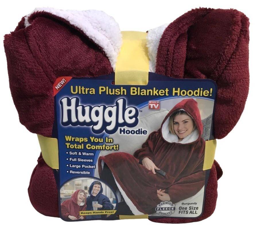 Huggle blanket Hoodie, Ultra Plush Blanket - One Size fit all - maroon