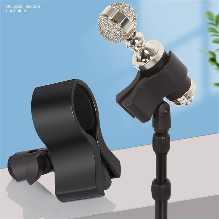 Large Microphone-Clip Clamp Holder With 3/8 Adapter For 3.2-6.8CM Mic