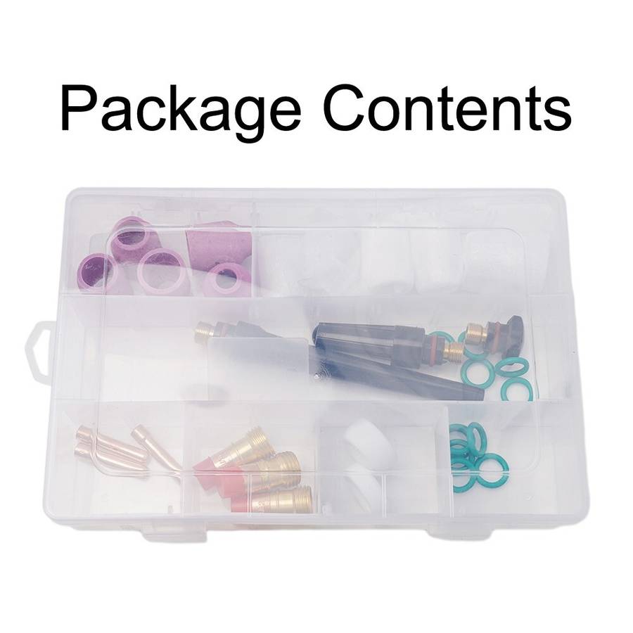 31PCS TIG Welding Torch Gas Lens Nozzles Tungsten Electrode Kit For WP17/18/26