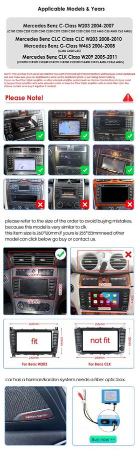 9"For Mercedes-Benz C-Class W203 C230 8Core Android 13 Car GPS Radio CarPlay DSP