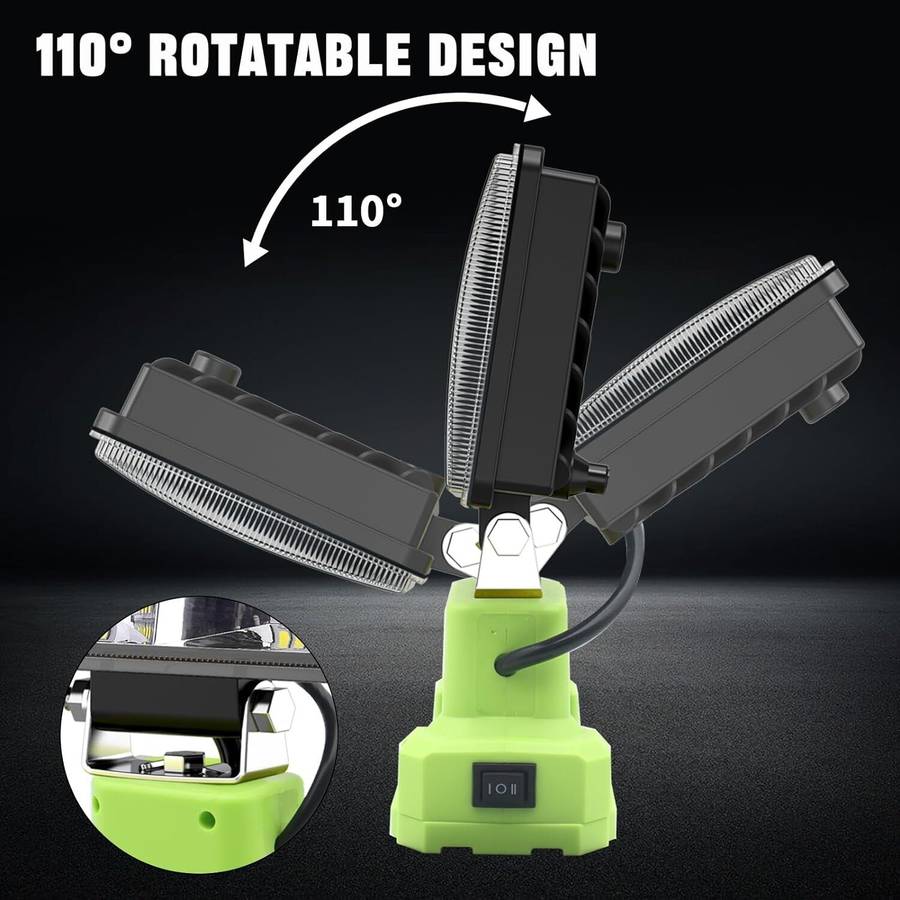6000LM Cordless LED Work Lights For Ryobi 18V Battery Flashlight LED Flood Light