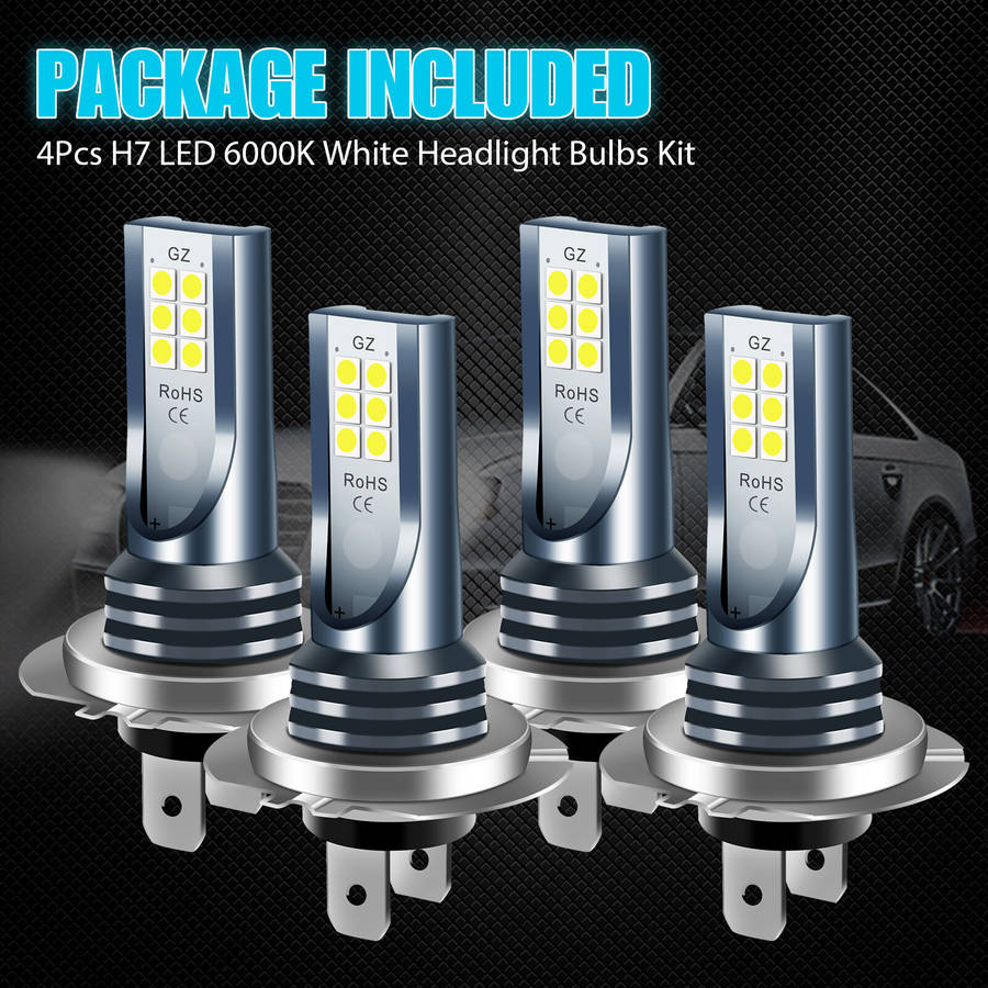 4x H7 LED Headlight Bulb Kit High Low Beam 220W 60000LM Super Bright 6000K White