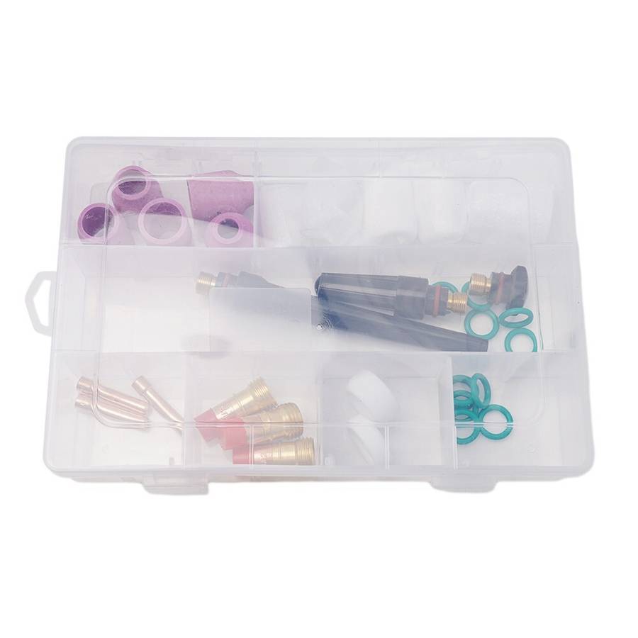 31PCS TIG Welding Torch Gas Lens Nozzles Tungsten Electrode Kit For WP17/18/26