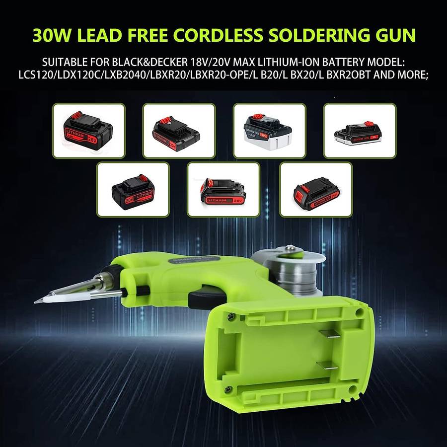 Cordless Portable Solder Iron Gun For Black Decker Welding Tool Li-ion Battery