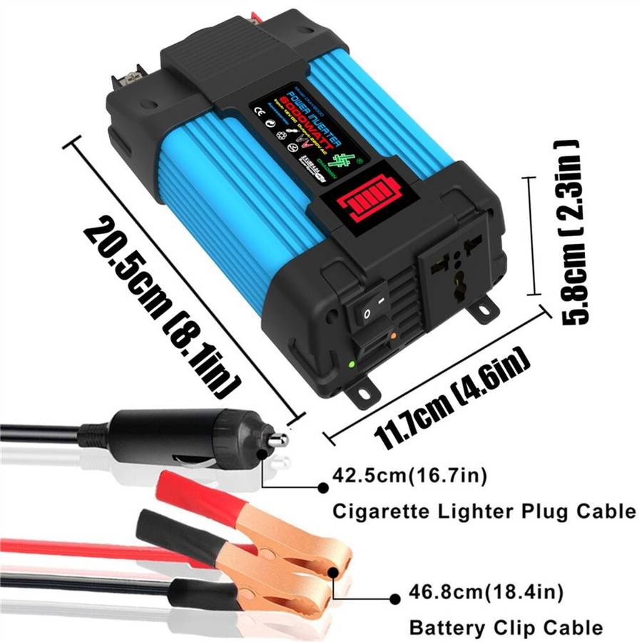4000W Car Power Inverter DC12V To AC220V Pure Sine/Wave 2USB LCD Display