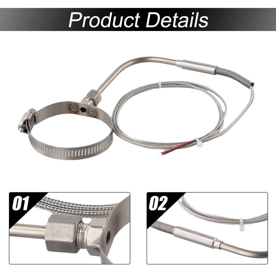 Right Angle EGT Thermocouple K Type Temperature Probe With Glass Fiber Cable