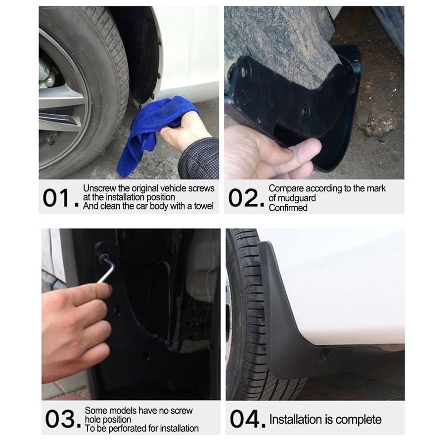 4*MUD FLAPS FOR KIA For UB SEDAN 2012 2017 Front Rear Deluxe Molded Splash