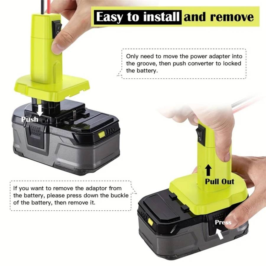 Battery Adapter For Ryobi with 6FT Jumper Cable Clamp Battery Jumper Starter