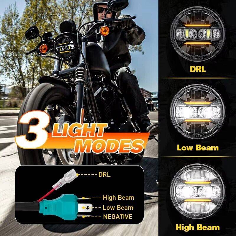 2024 Newest Black 5-3/4" For Harley Sportster XL 883 1200 Dyna LED Headlight