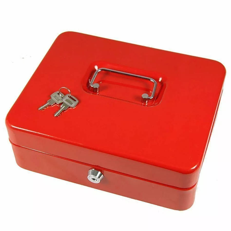 Key Lock Cash Box with Money Tray