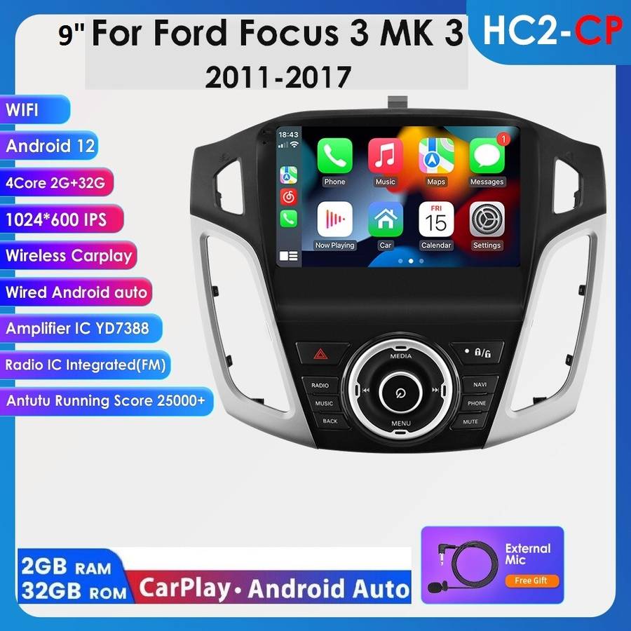 For 2011-2017 Ford Focus 9"Android 12 Car Stereo Radio GPS WiFi Apple CarPlay FM