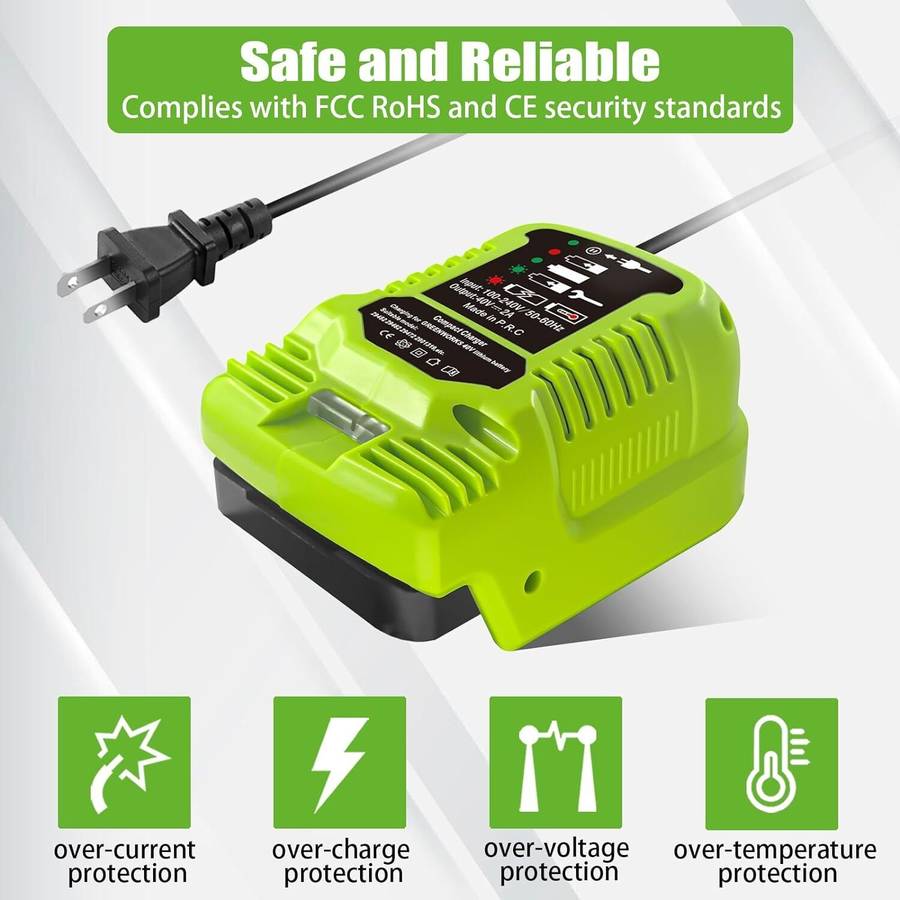 Fast Battery Charger for Greenworks 40V Battery Mini Charger Station with LED