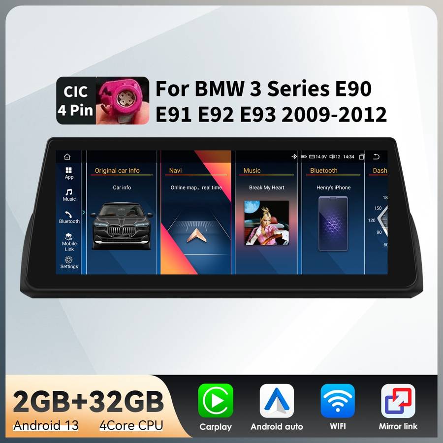 For BMW 3 Series E90 CIC 2009-2012 10.25"Android 13 GPS Stereo Radio Carplay 2GB