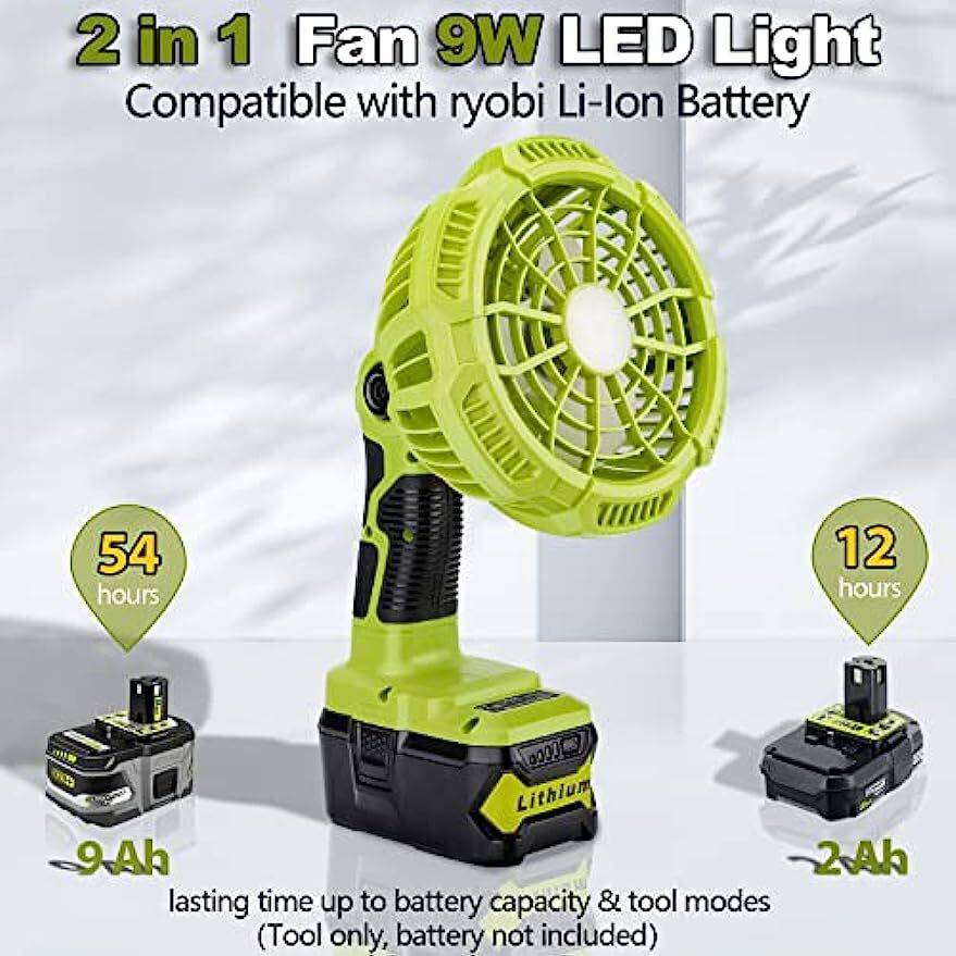 Camping Fan For Ryobi 18V Battery Outdoor Tent Fan Portable Cordless With Remote