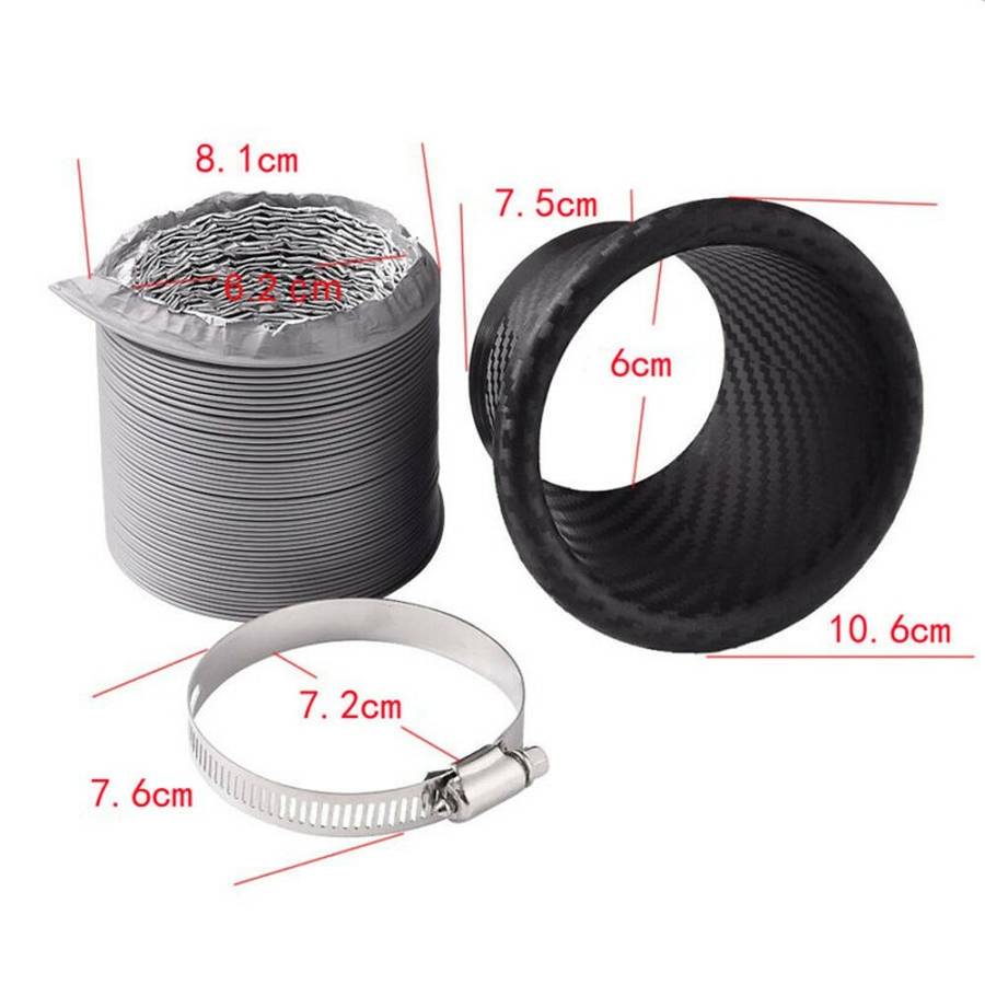 Car Front Bumper for TURBO Air Intake Pipe Turbine Funnel Kit Carbon Fiber