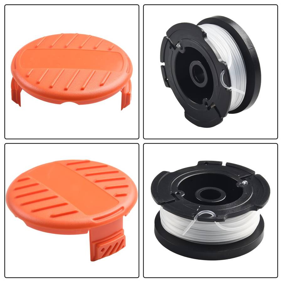 4 Pack Trimmer-Spool & Cap & Spring Set For Black & Decker LST300 LST400 LST420