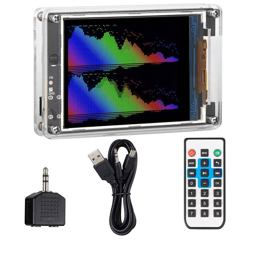 MIC+LINE Sound Level Meter Clock Stereo Audio Display Music Spectrum Visualizer