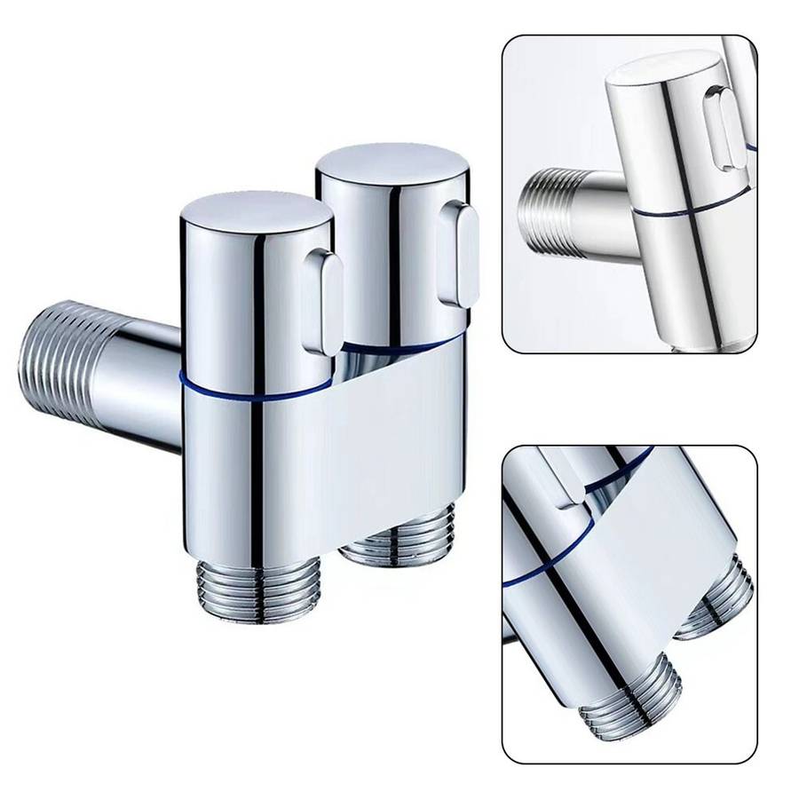 G1/2 1 In 2 Out Dual Control Washing Machine Faucet Toilet Triangle Valve