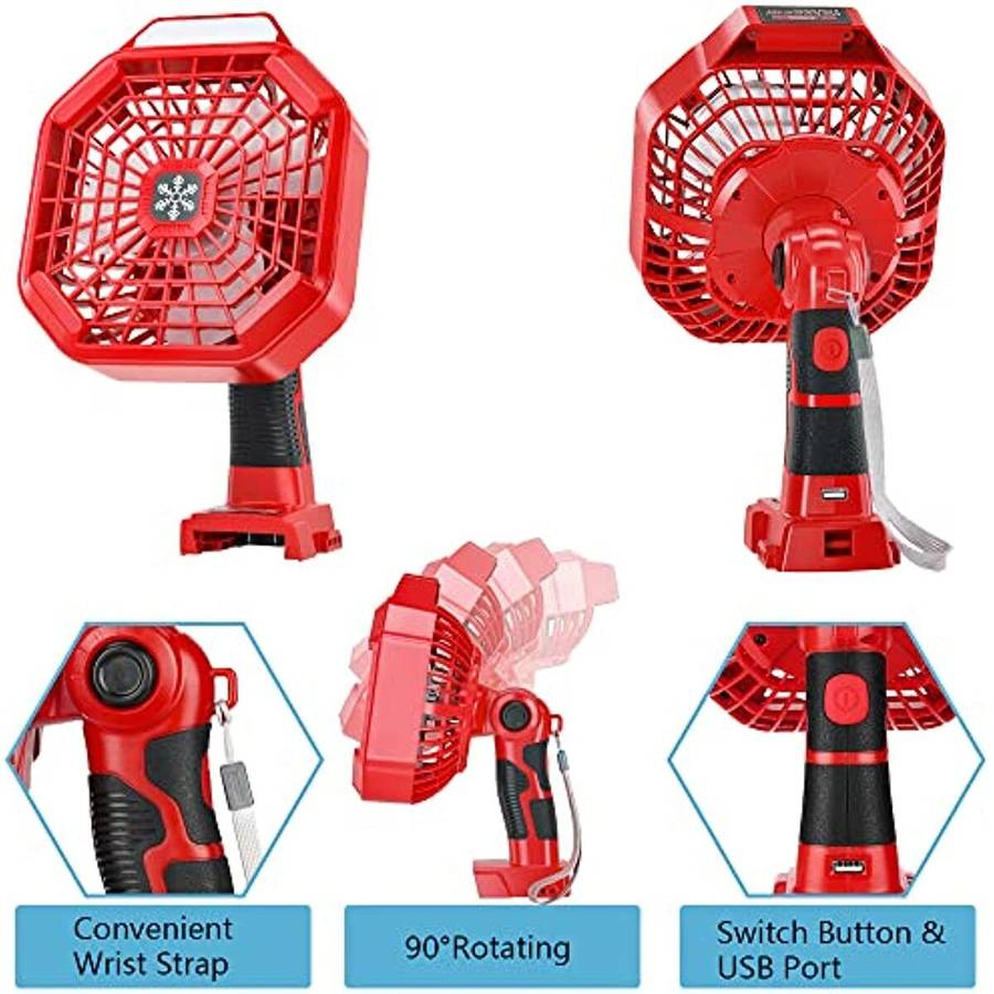 Portable Outdoor Jobsite Fan for Milwaukee 18V Li-ion Battery With Remote Camp