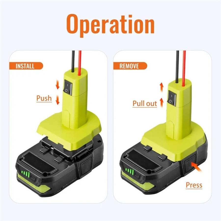 Battery Adapter For Ryobi with 6FT Jumper Cable Clamp Battery Jumper Starter