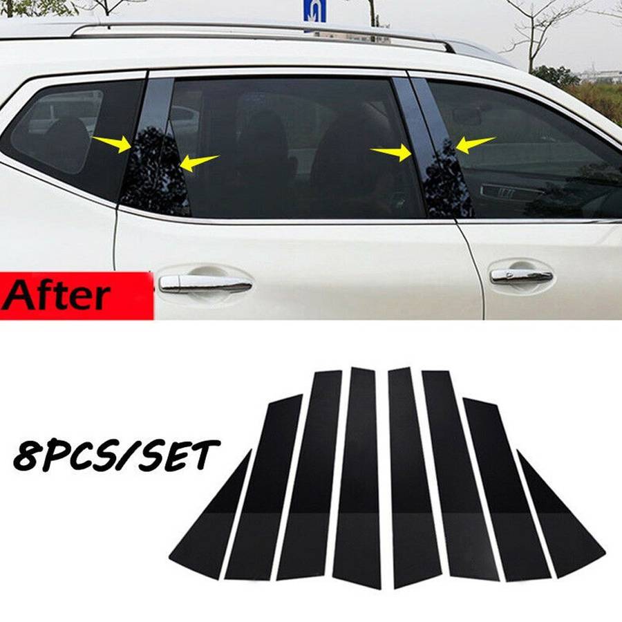 8pcs Car Door Trim Black Pillar Post Fit For Nissan X-Trail 2014 2015 2016