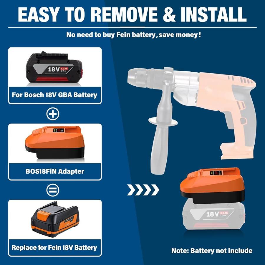 Adapter for Fein 18V Tools for Bosch 18V Battery to for Fein 18V Cordless Tool