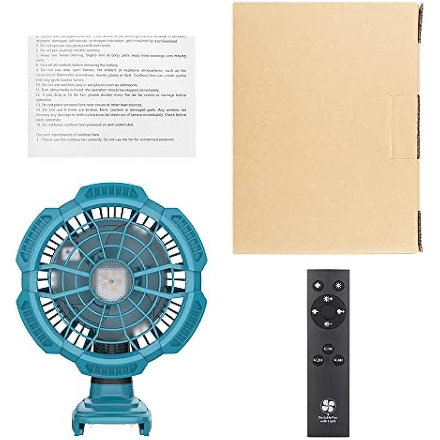 Portable Fan For Makita 18V Li-ion Battery Cordless Jobsite Fan With 9W Light