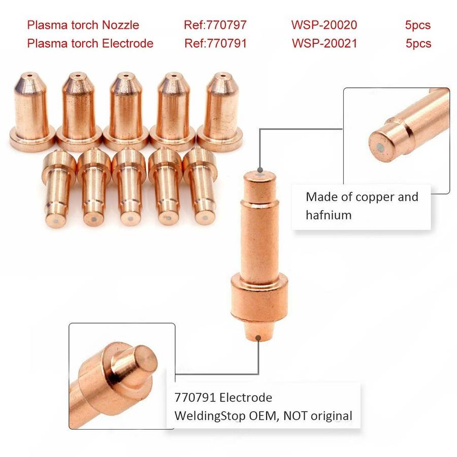 10 X Plasma Electrode Tips 40A For Hobart 40i,XT12R,XT30R,XT40R/770791/770797