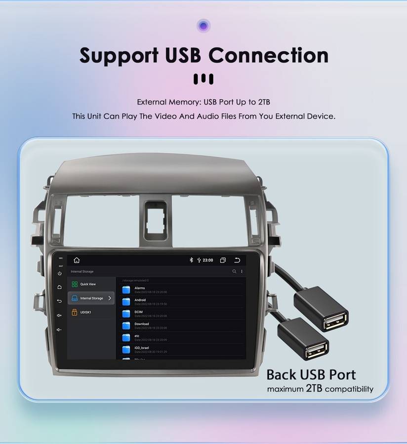 For Toyota Corolla 2006-2013 9" Android 13 Carplay Car Stereo Radio GPS Headunit
