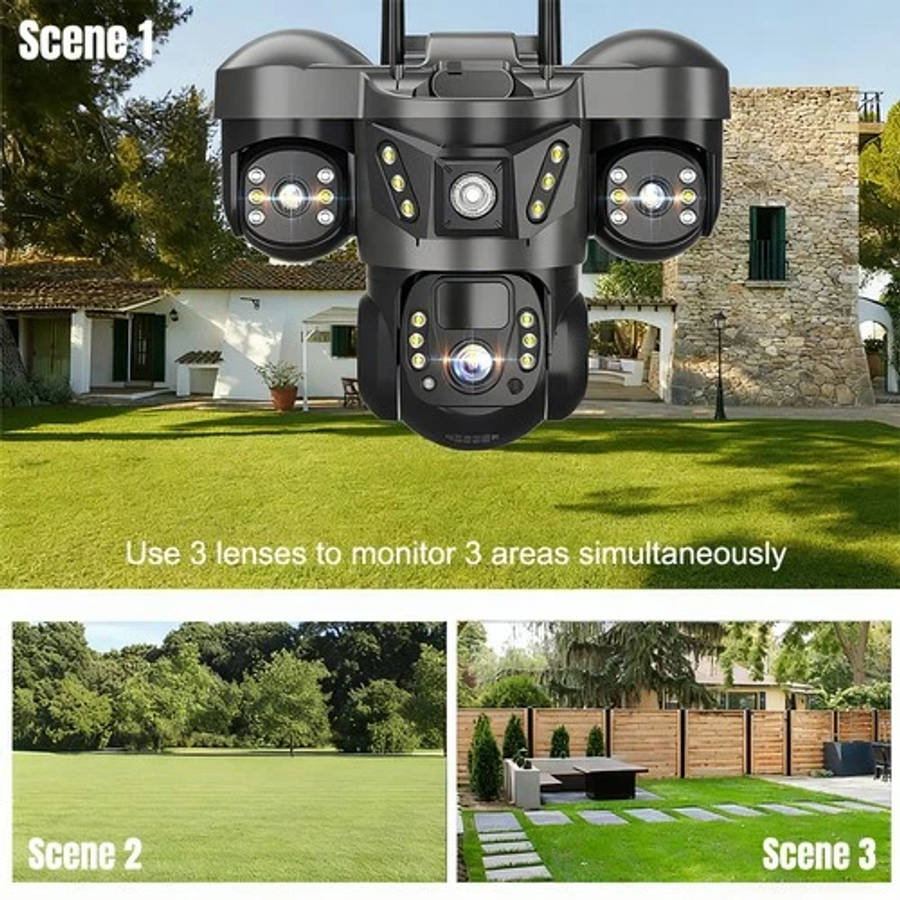 Solar Battery Powered Wireless WiFi Outdoor Pan/Tilt Home Security Camera System