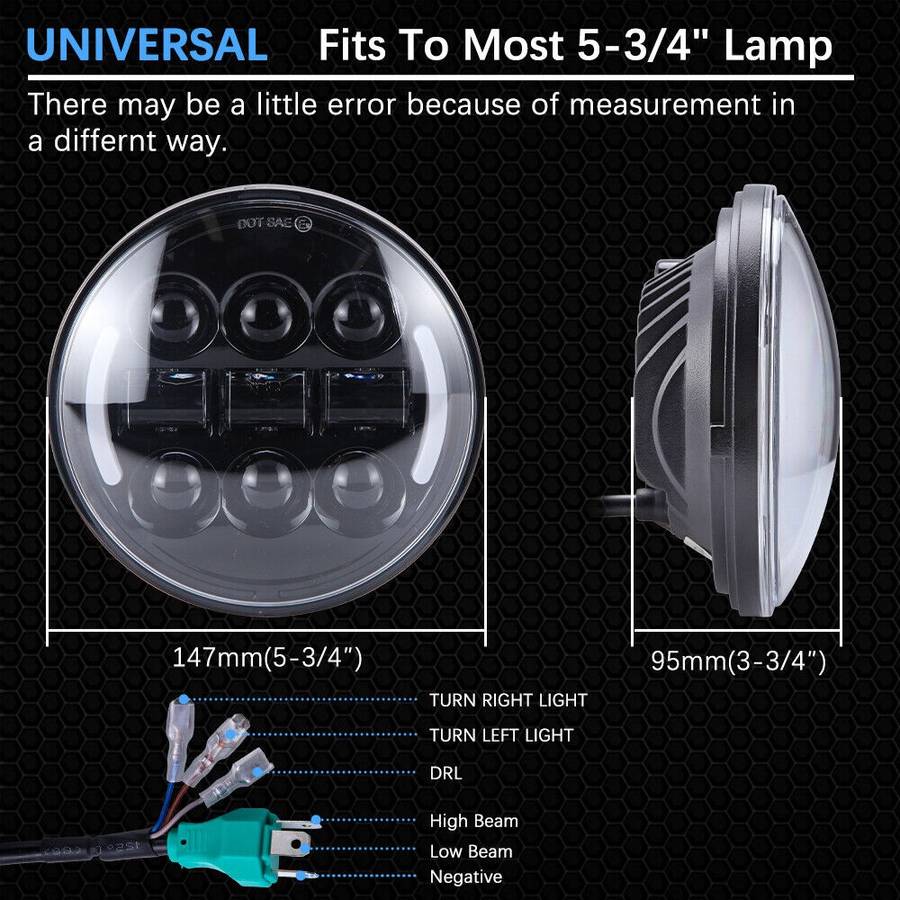 2X Black 5.75" LED Headlight DRL For Speed Triple 1995-10 Street Triple 2007-10