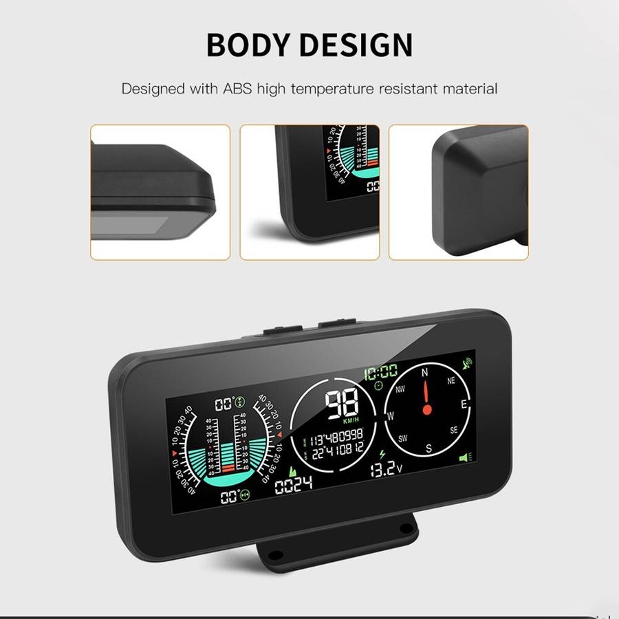 Car SUV Digital GPS Speedometer HUD Gauge Inclinometer for COMPASS Slope Meter