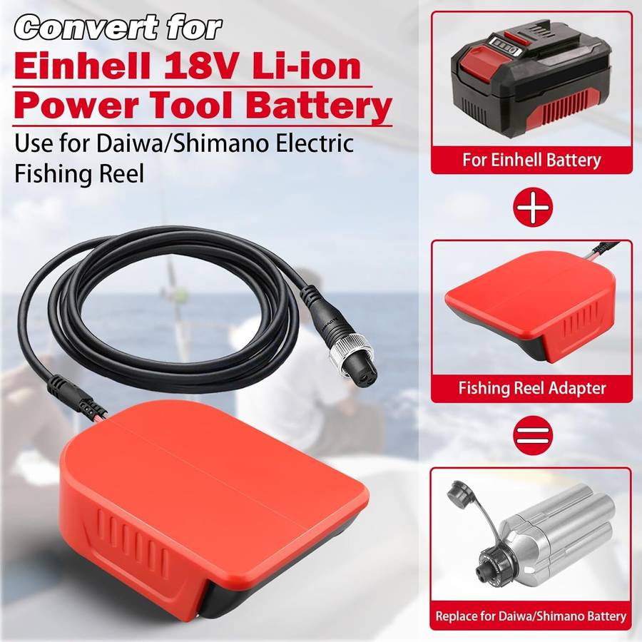 Electric Fishing Reel Batterty Adapter for Einhell 18V Work for Shimano 14.4V