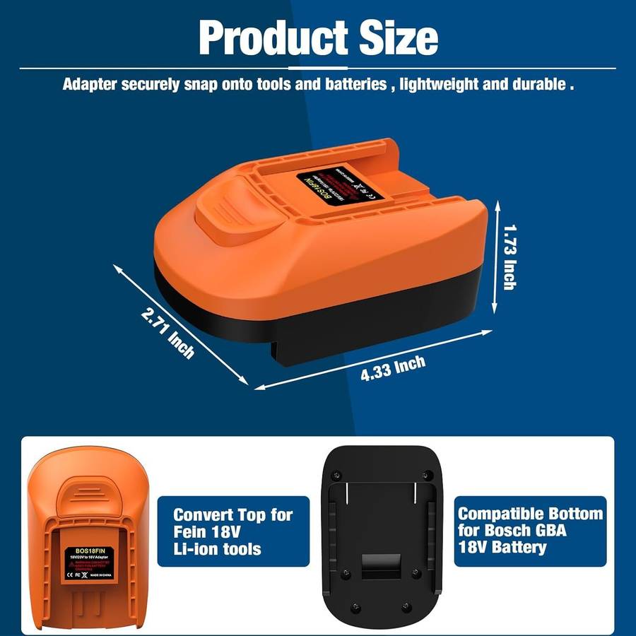 Adapter for Fein 18V Tools for Bosch 18V Battery to for Fein 18V Cordless Tool