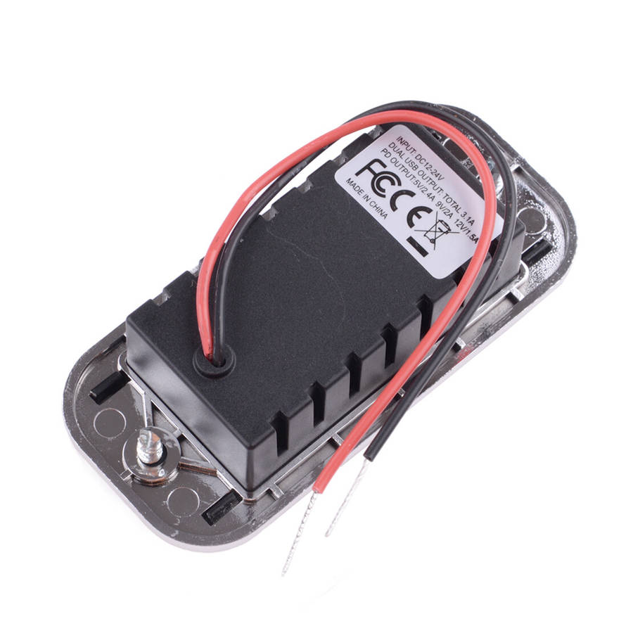 Car 1x Dual QC 3.0 USB & PD 3.0 Type-C Port Car Fast Charger Adapter Socket