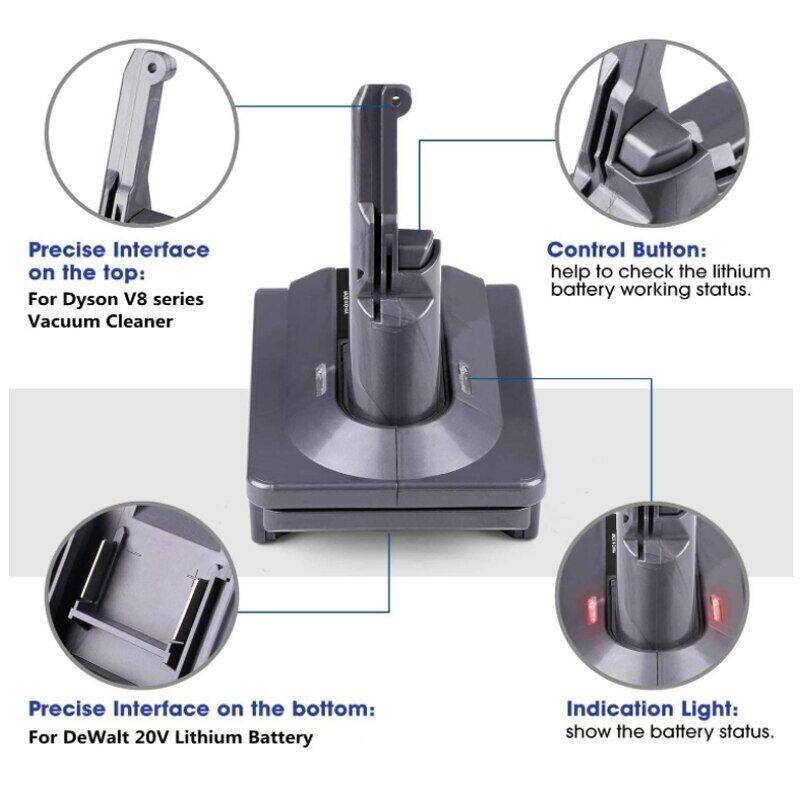 V8 Battery Adapter for Dewalt 20V Li-ion Battery Convert to For Dyson V8 Series