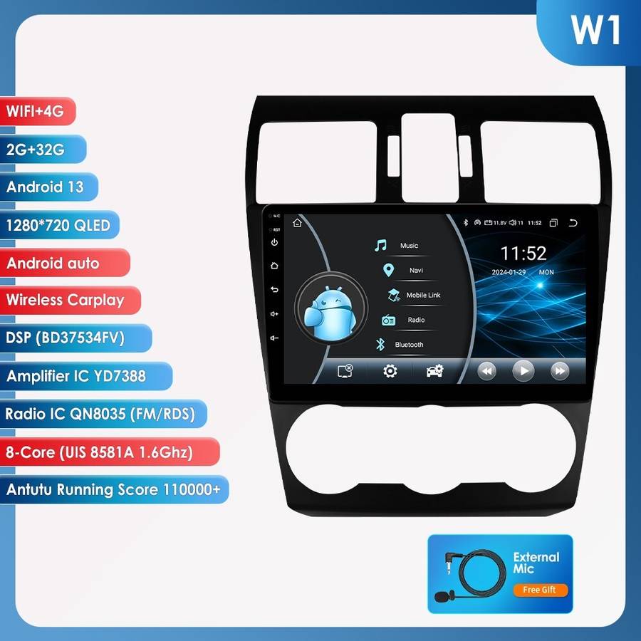 8Core Android13 GPS Radio DSP For Subaru Forester Impreza 2013-2015 WiFi CarPlay