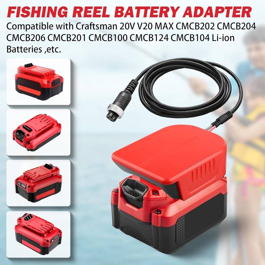 Electric Fishing Reel Batterty Adapter for Craftsman 20V Work for Shimano 14.4V