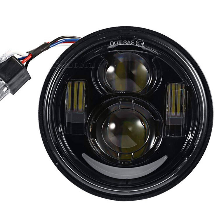 2X 4.65" Dual LED Headlight Hi/Low Beam w/Angel eyes DRL For Harley Dyna Fat Bob