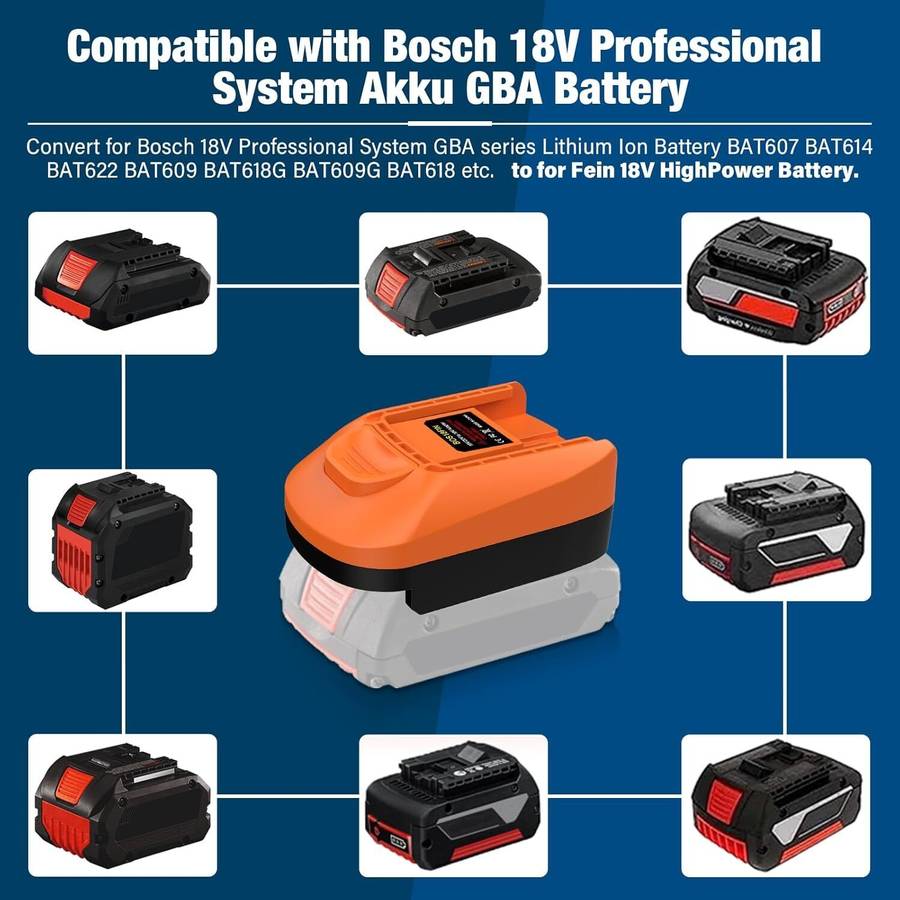 Adapter for Fein 18V Tools for Bosch 18V Battery to for Fein 18V Cordless Tool