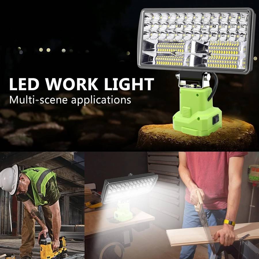 6000LM Cordless LED Work Lights For Ryobi 18V Battery Flashlight LED Flood Light