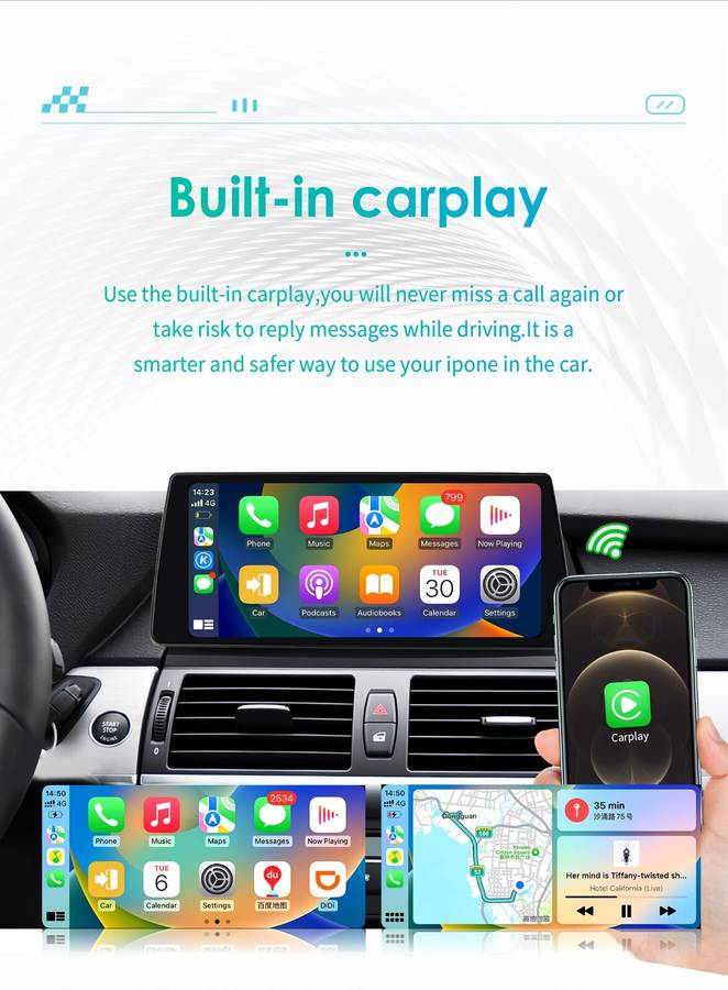 10.25" Car GPS Radio 8Core For BMW X5 X6 E70 E71 CIC Android 13 Wireless CarPlay